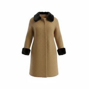 Silhouette Camel Teddy Coat with Black Accents
